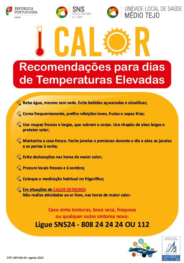 Recomendações para os dias de temperaturas elevadas! 